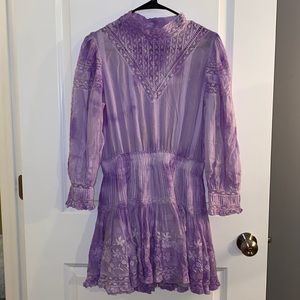 NEW WITH TAGS LoveShackFancy Dress- Size M, Color Purple Tie Dye